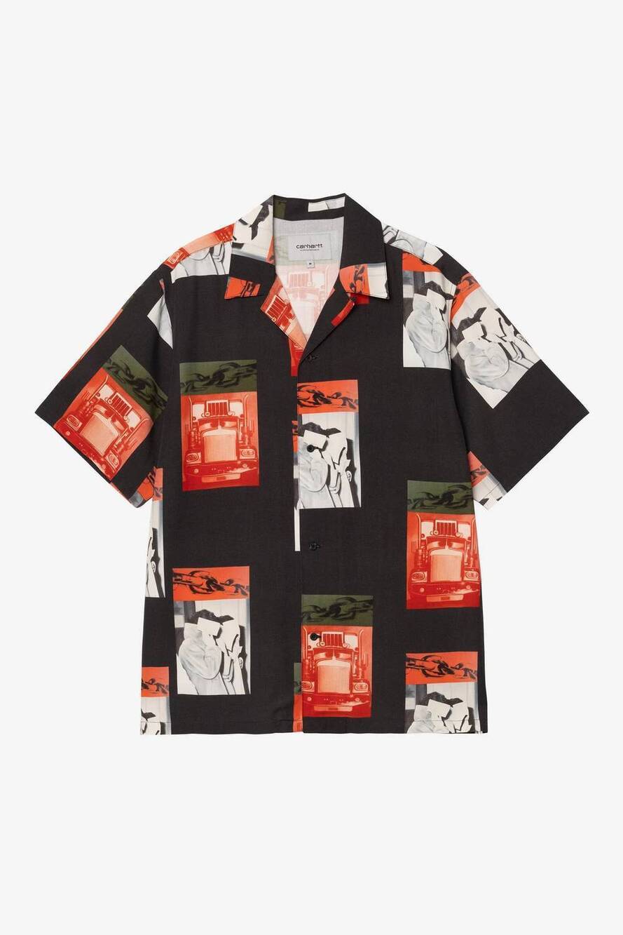 NEW CARHARTT WIP men's sean hamilton shirt in black multi